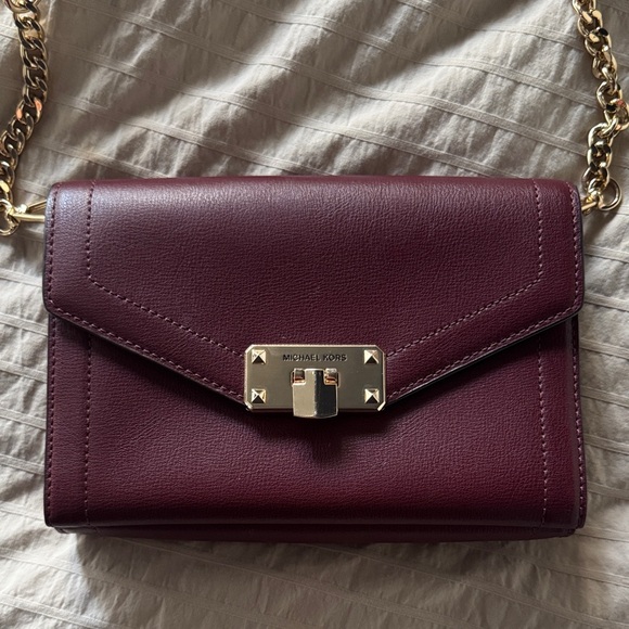 Michael Kors Handbags - Michael Kors Burgundy Crossbody Bag with Gold Chain
